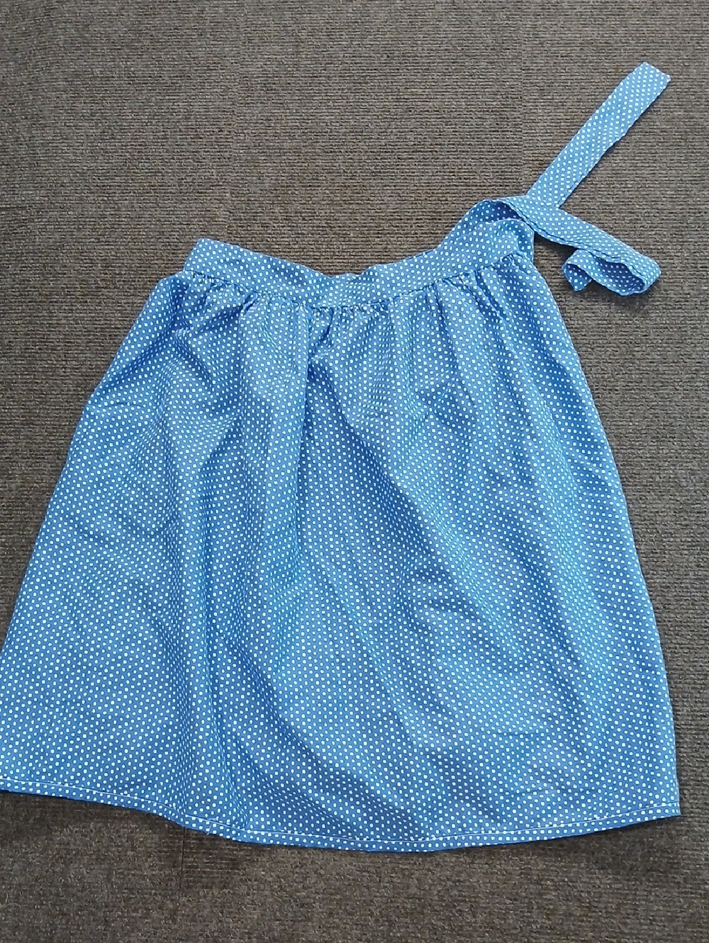 Vtg Blue/White Polka Dot Loungewear Kitchen Apron Sz Med